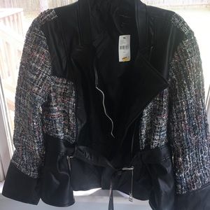 Lane Bryant Leather and Knit Peplum Jacket